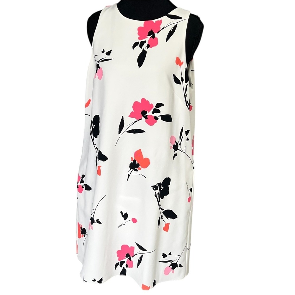 Lauren Ralph Lauren Floral Shift Dress Sleeveless White Pink Women's 12P Career